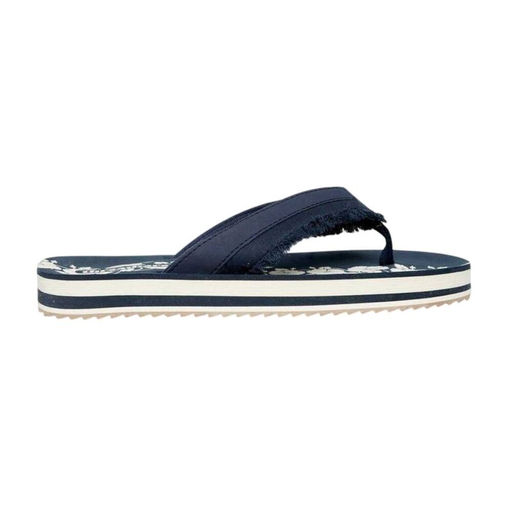 Threadbare Unisex Adult Floral Pattern Flat Flip Flops / Navy